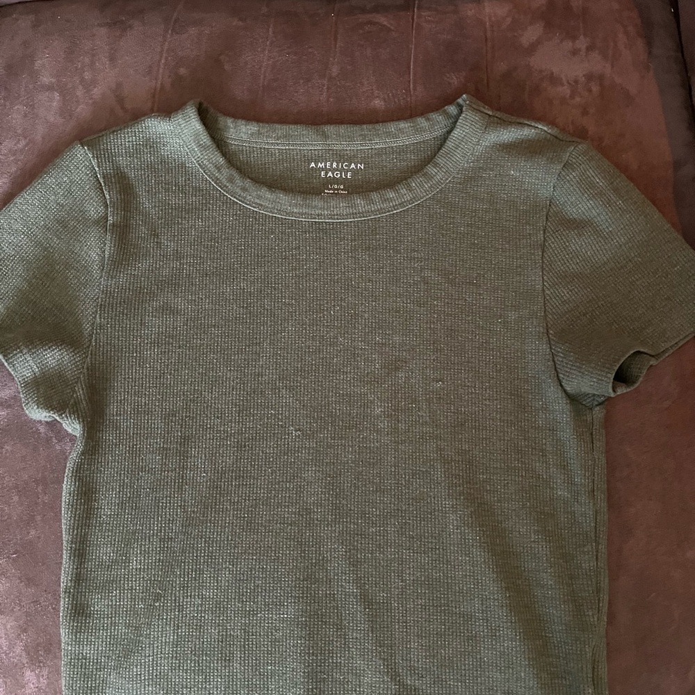 American Eagle Green Ribbed T-Shirt
